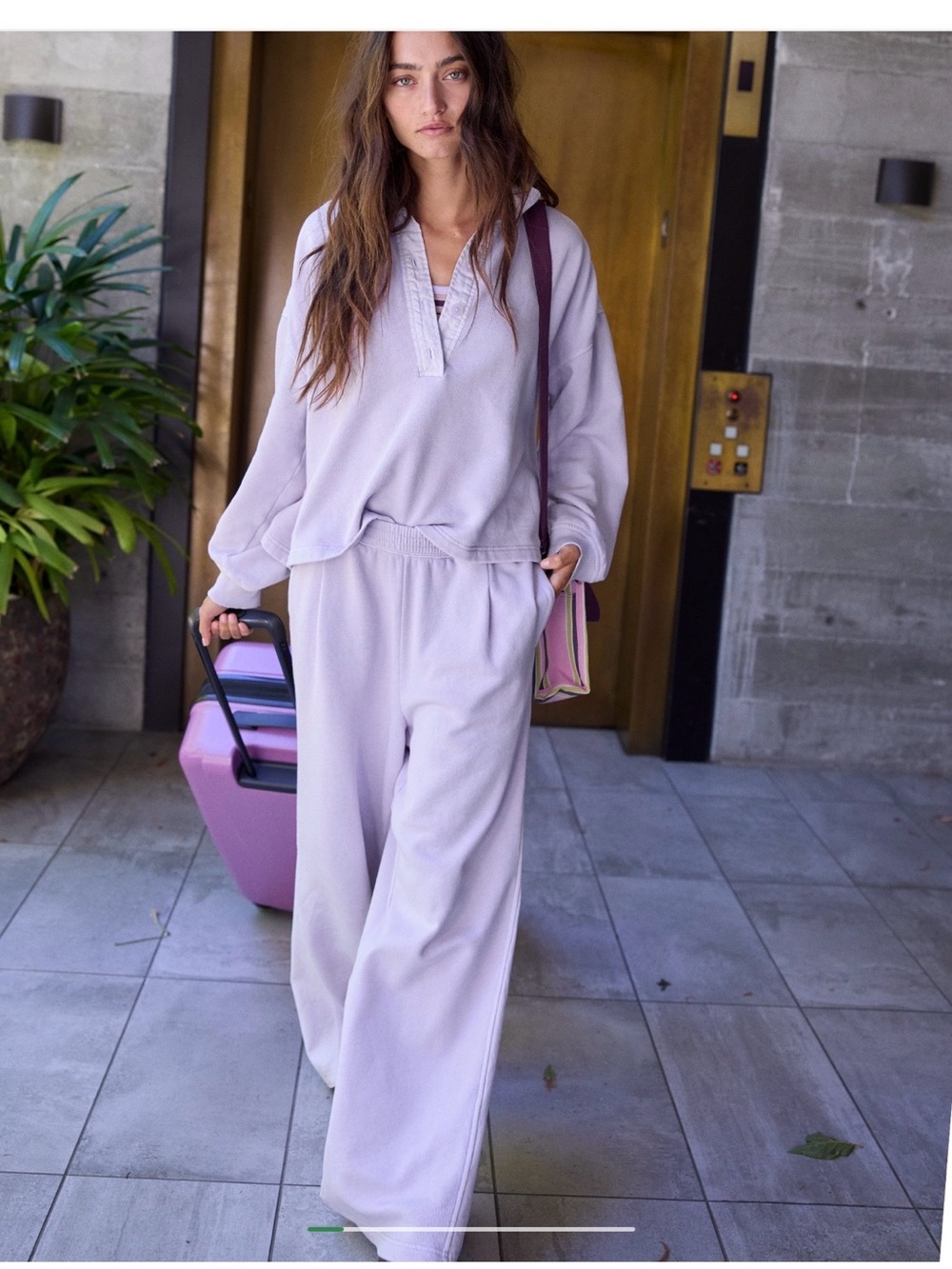 aerie Lavender Wide Leg Track Pants